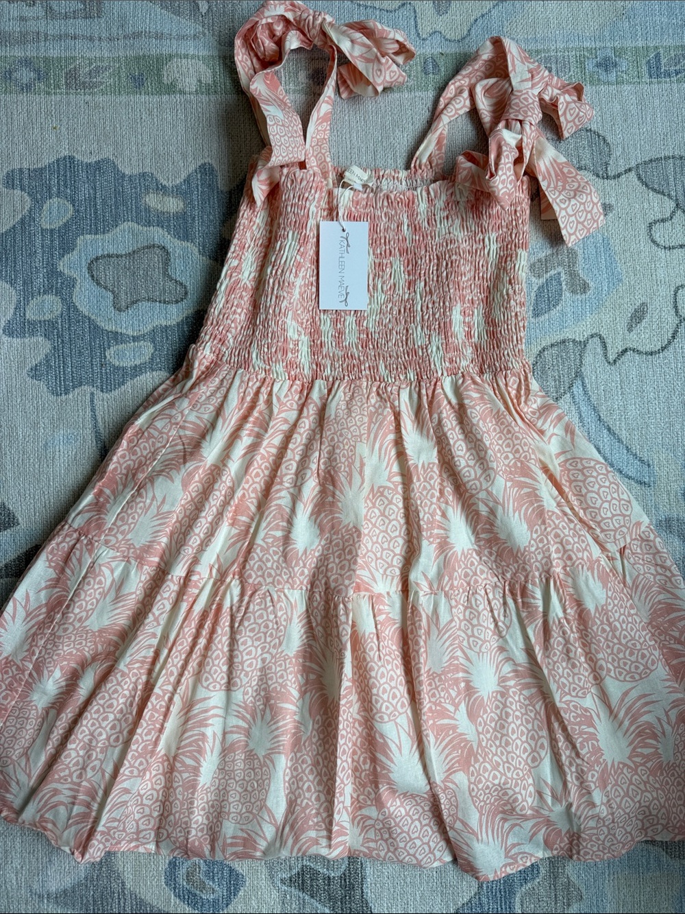 Kathleen Maeve Pineapple Print Sundress with Tie Straps